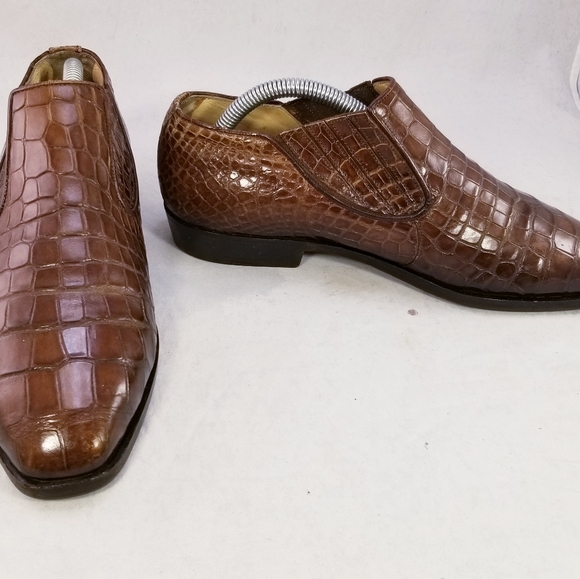 AVVENTURA BY MEZLAN GENUINE ALLIGATOR CROCODILE MEN LOAFERS BROWN MEN SZ 7 D